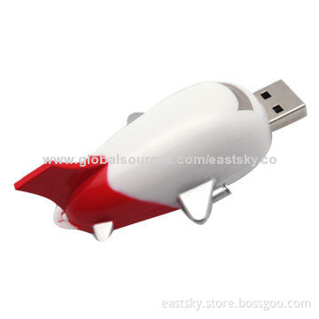 Custom Airplane Shape USB Flash Drive in Cap-less Plane Shape with Shiny Logo/64MB to 32GB CapacityNew